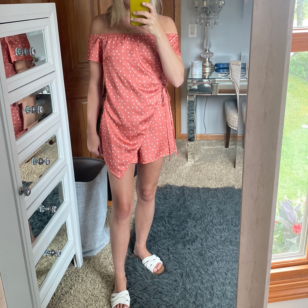 Sabo Skirt Satin Polka Dot Wrap Romper